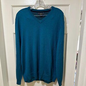 Club Room Men's V neck Teal Green Sweater size L